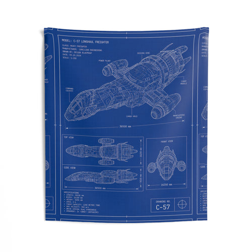 Blueprint Spacecraft Wall Tapestry — Vintage Starship Technical Poster Décor
