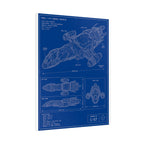 Blueprint Spacecraft Poster — Vintage Ship Technical Drawing Rolled Poster