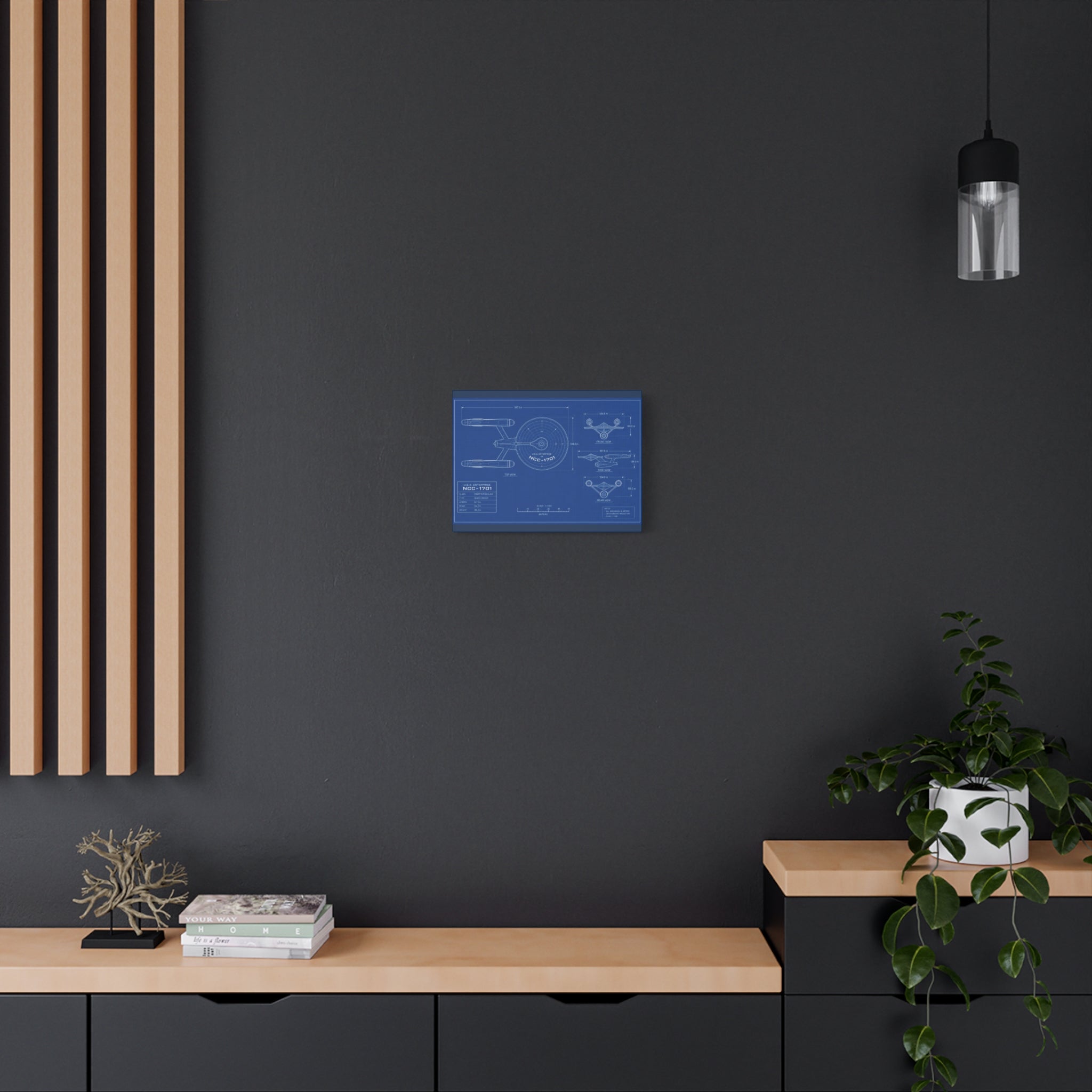 Starship Blueprint Canvas Art Matte Stretched 1.25"