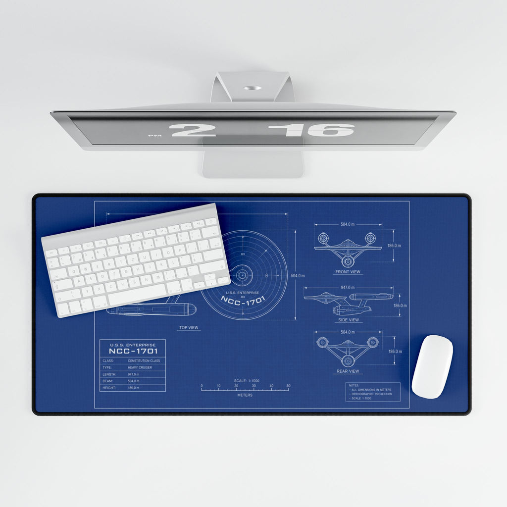 Starship Blueprint Desk Mat — NCC-1701 Engineering Mousepad
