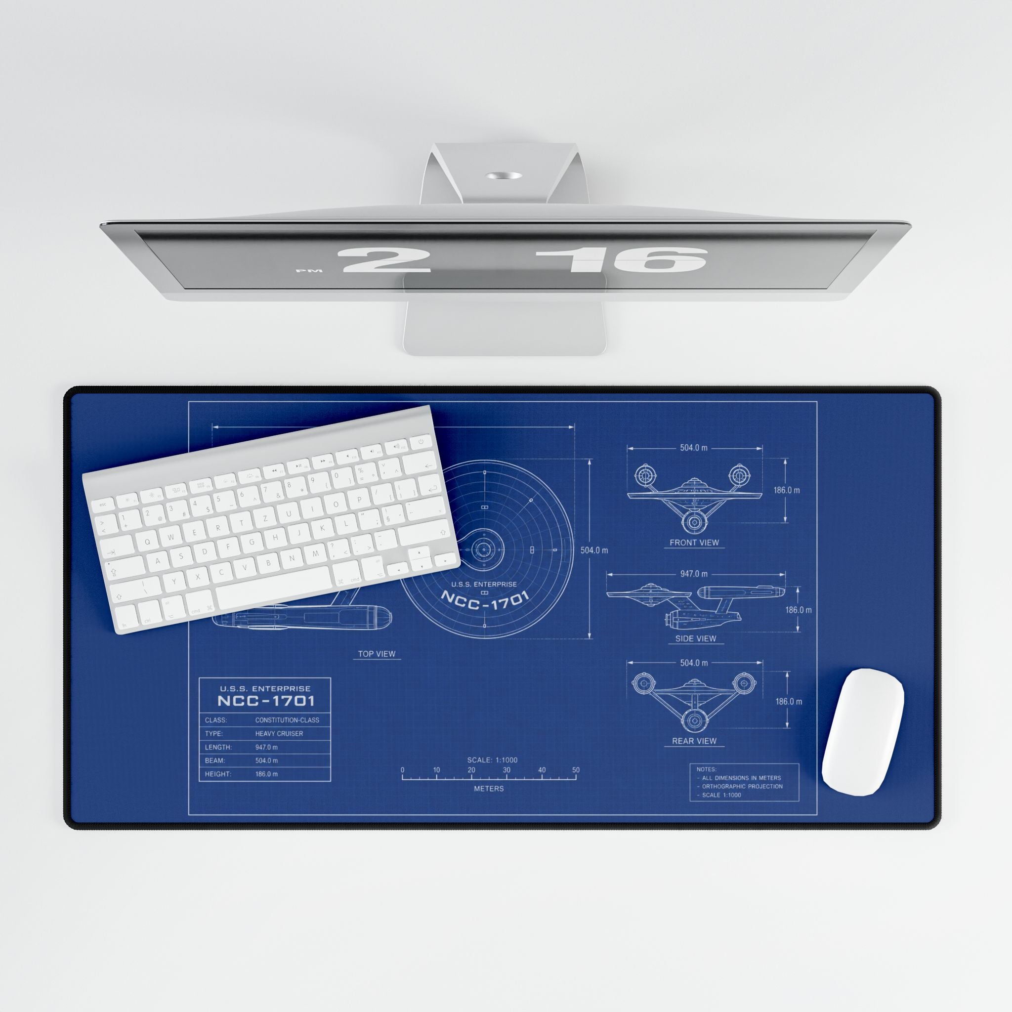 Starship Blueprint Desk Mat — NCC-1701 Engineering Mousepad