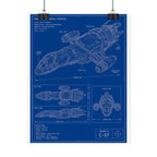 Blueprint Spacecraft Poster — Vintage Ship Technical Drawing Rolled Poster