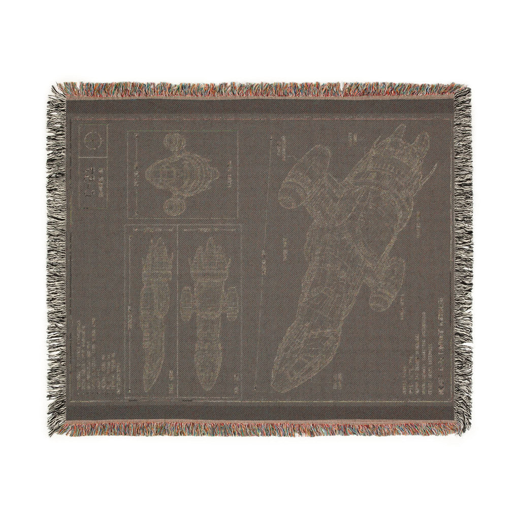 Blueprint Spaceship Woven Blanket - Sci‑Fi Starship Design Throw