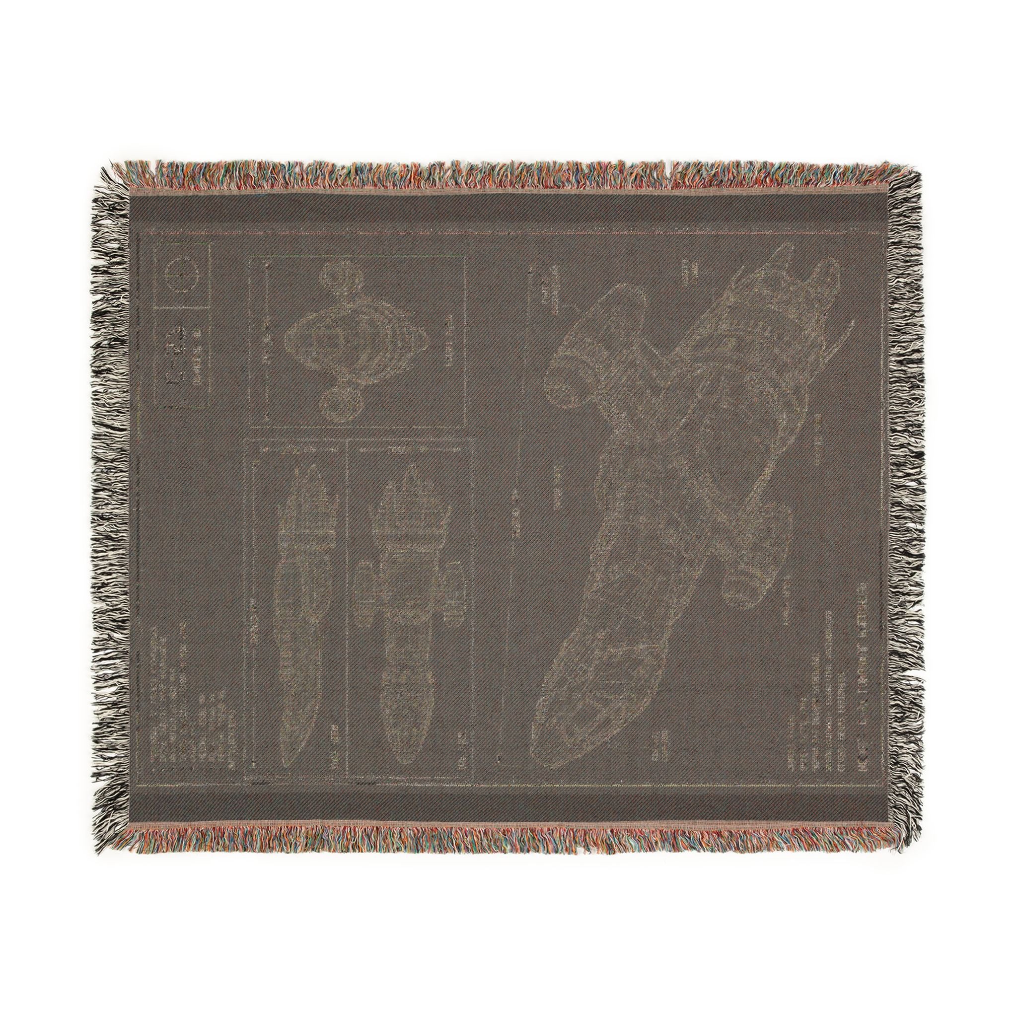 Blueprint Spaceship Woven Blanket - Sci‑Fi Starship Design Throw