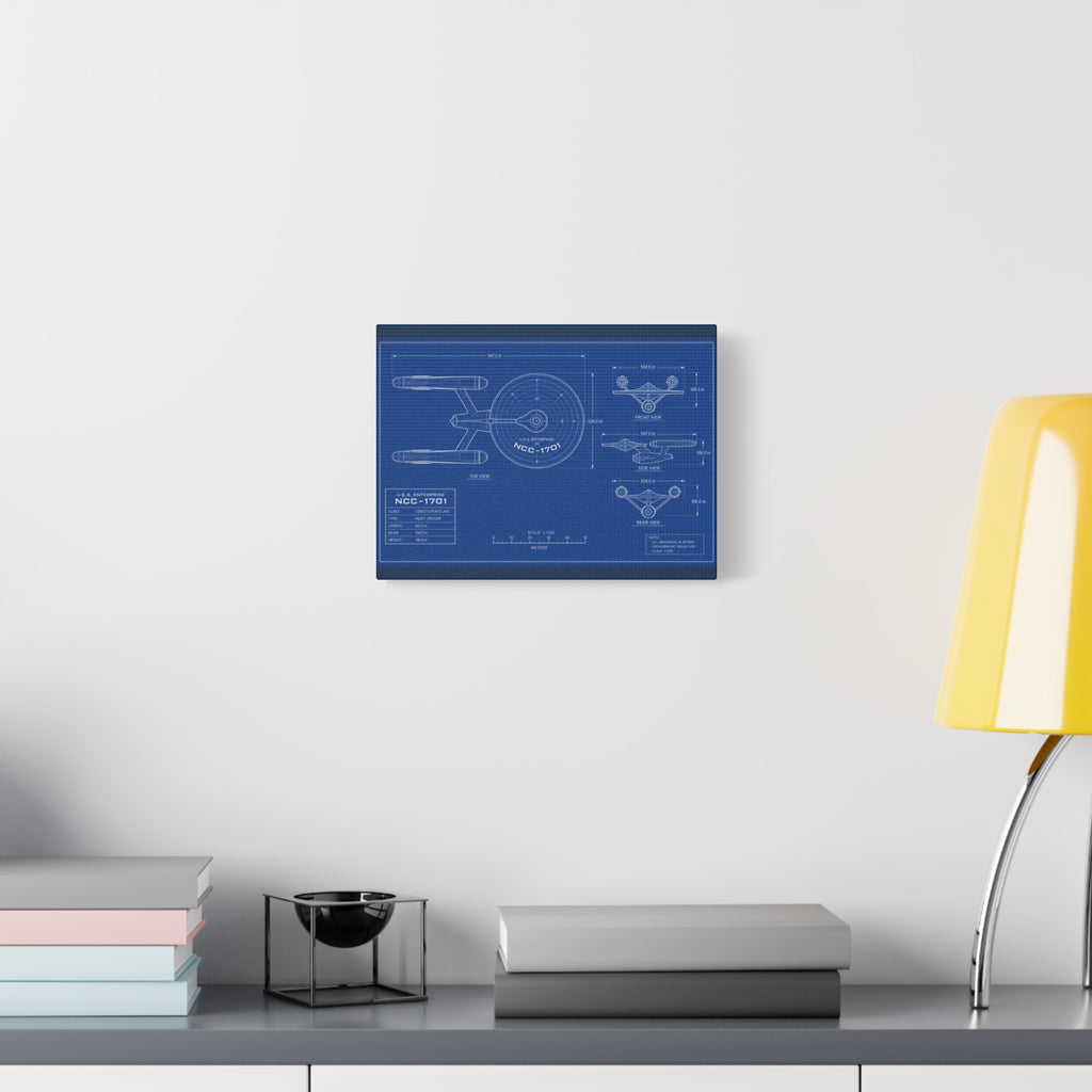 Starship Blueprint Canvas Art Matte Stretched 1.25"