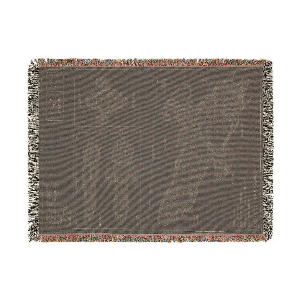 Blueprint Spaceship Woven Blanket - Sci‑Fi Starship Design Throw