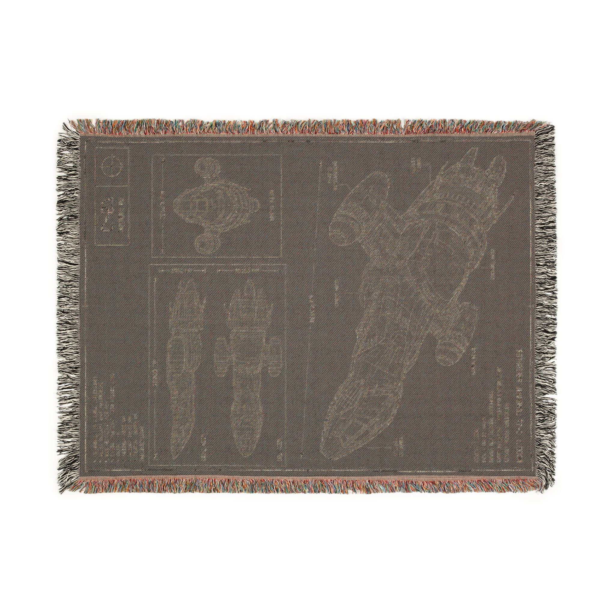 Blueprint Spaceship Woven Blanket - Sci‑Fi Starship Design Throw