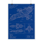 Blueprint Spacecraft Poster — Vintage Ship Technical Drawing Rolled Poster