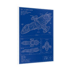 Blueprint Spacecraft Poster — Vintage Ship Technical Drawing Rolled Poster