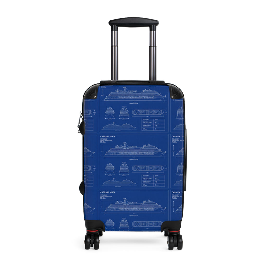 Cruise Ship Blueprint Suitcase Cover — Nautical Travel Luggage Protector