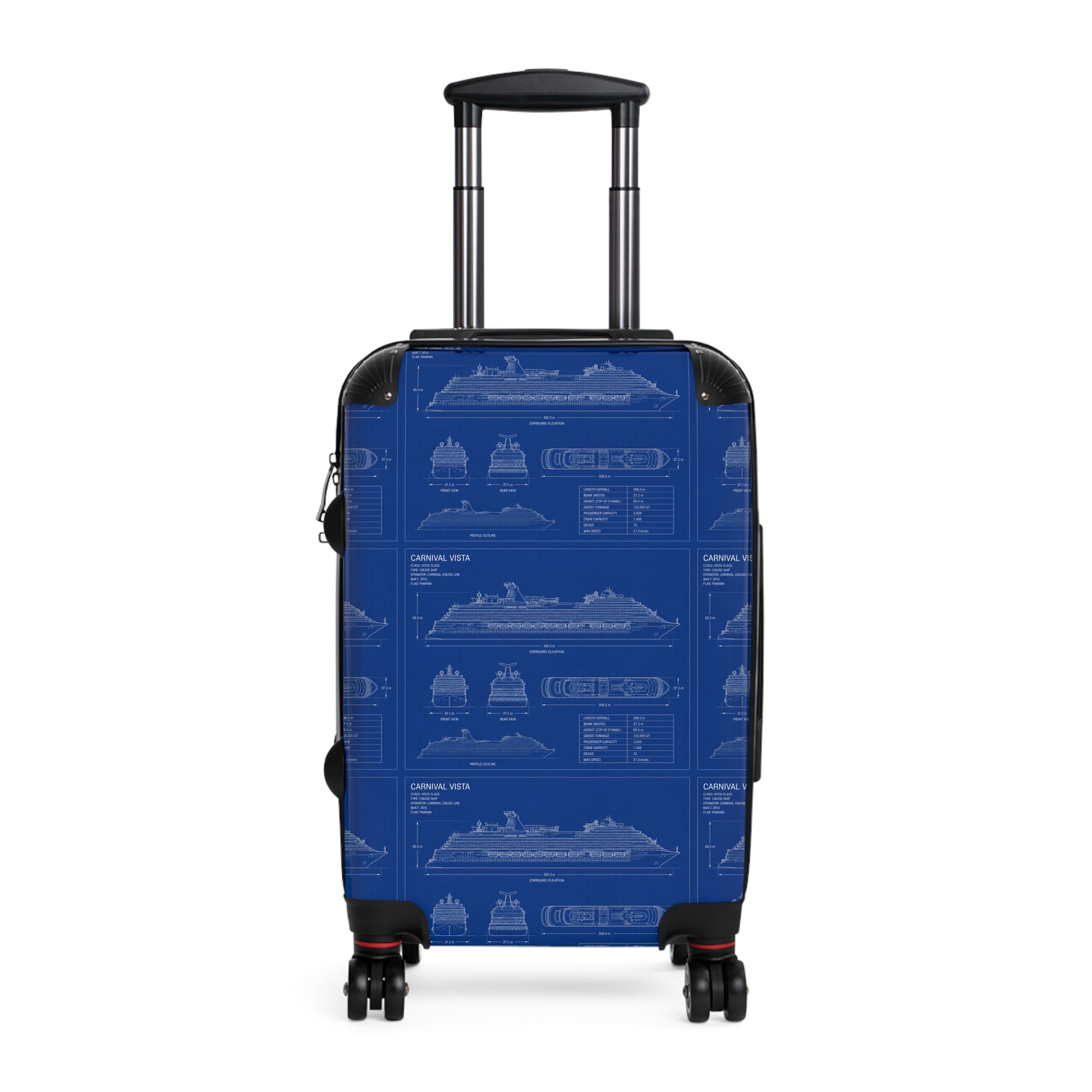 Cruise Ship Blueprint Suitcase Cover — Nautical Travel Luggage Protector