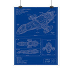 Blueprint Spacecraft Poster — Vintage Ship Technical Drawing Rolled Poster