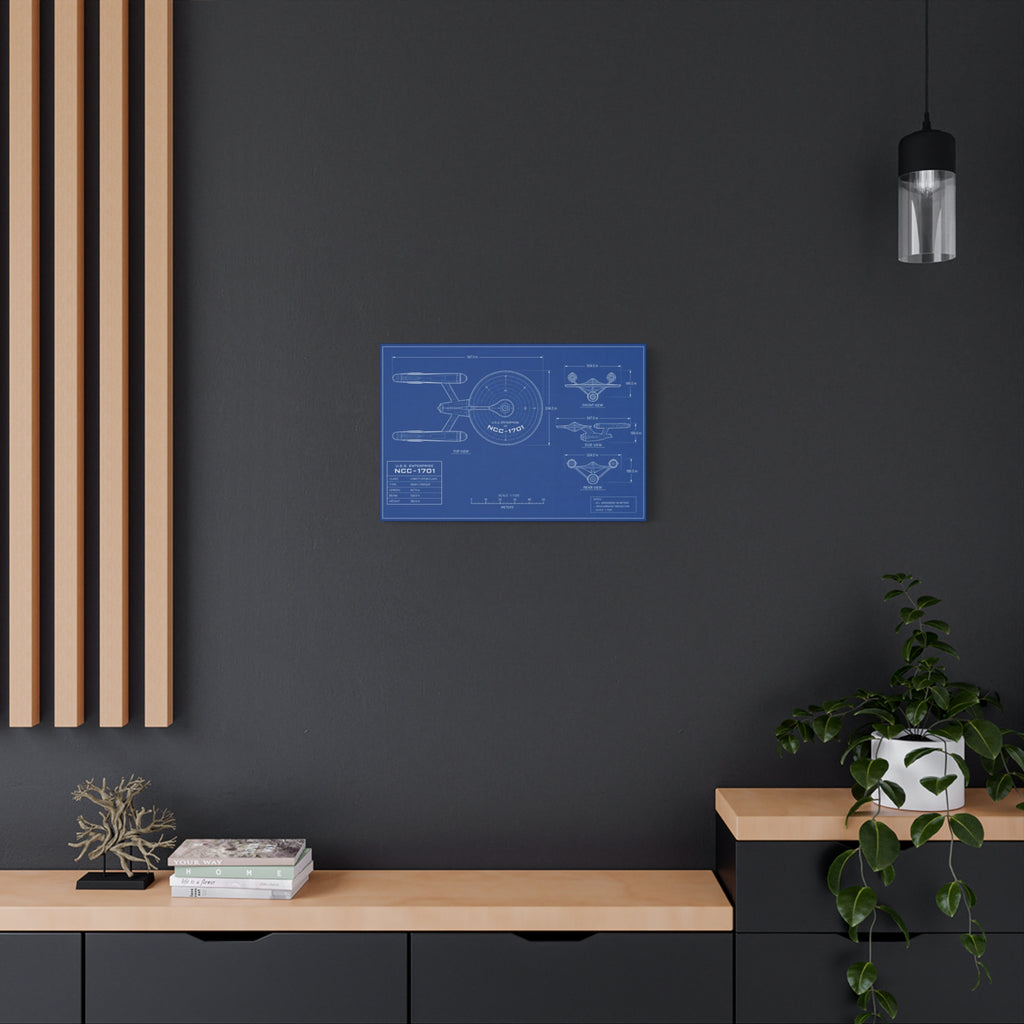 Starship Blueprint Canvas Art Matte Stretched 1.25"