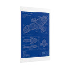 Blueprint Spacecraft Poster — Vintage Ship Technical Drawing Rolled Poster