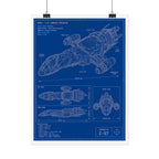 Blueprint Spacecraft Poster — Vintage Ship Technical Drawing Rolled Poster