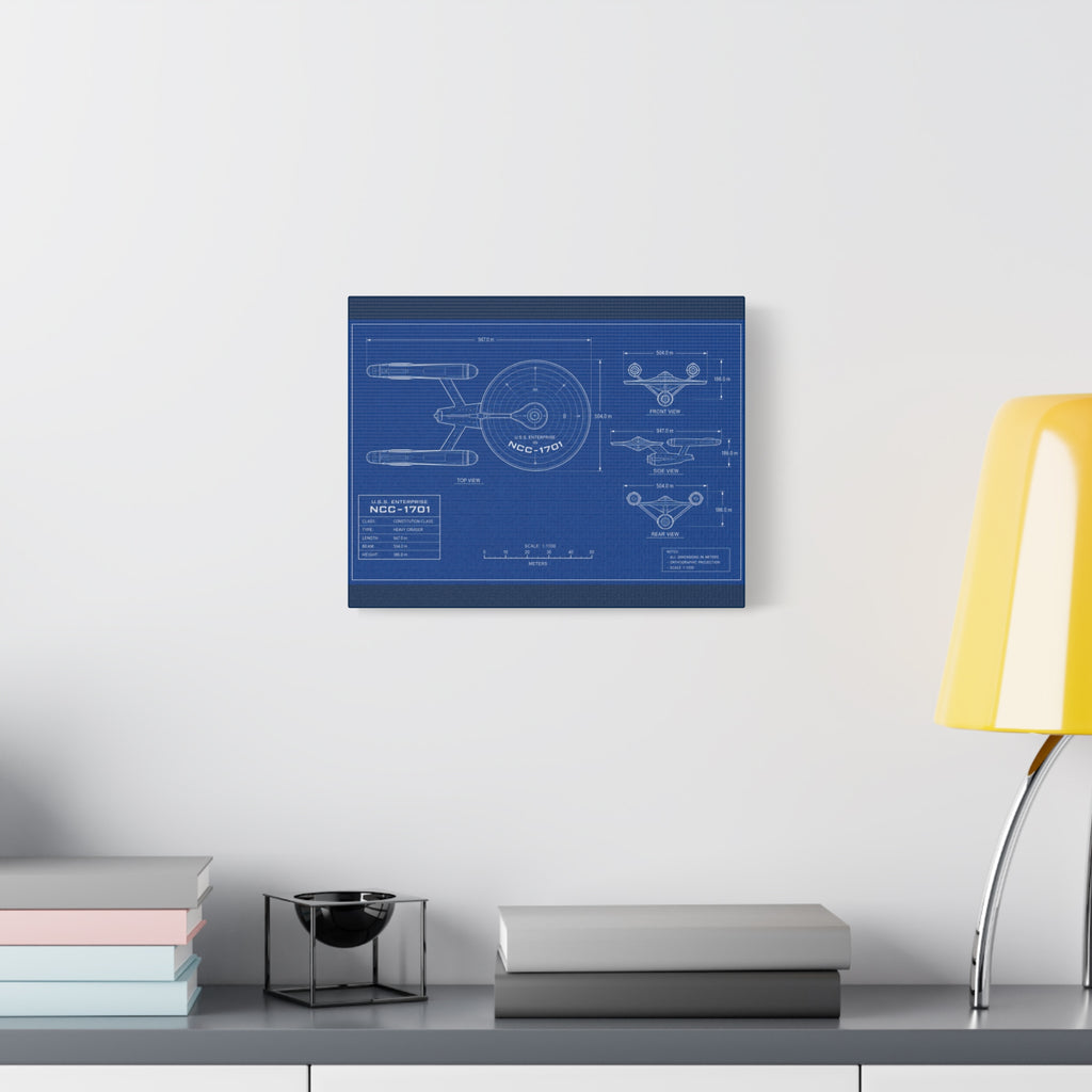 Starship Blueprint Canvas Art Matte Stretched 1.25"