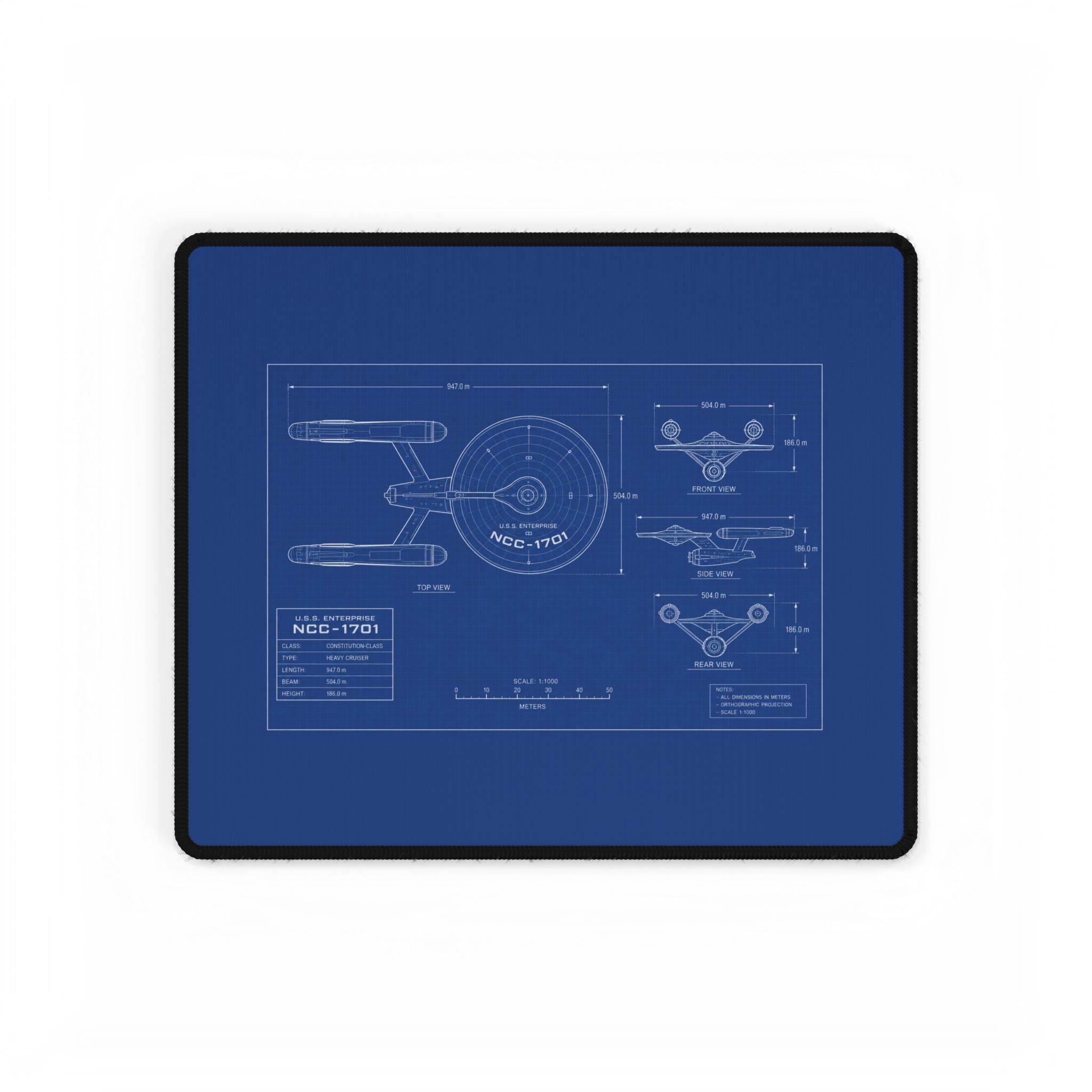 Starship Blueprint Desk Mat — NCC-1701 Engineering Mousepad