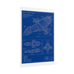 Blueprint Spacecraft Poster — Vintage Ship Technical Drawing Rolled Poster