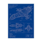 Blueprint Spaceship Poster — Matte Vertical Sci‑Fi Wall Art