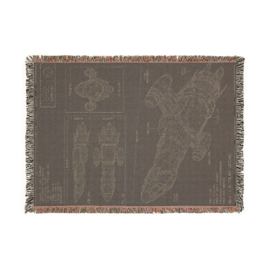 Blueprint Spaceship Woven Blanket - Sci‑Fi Starship Design Throw