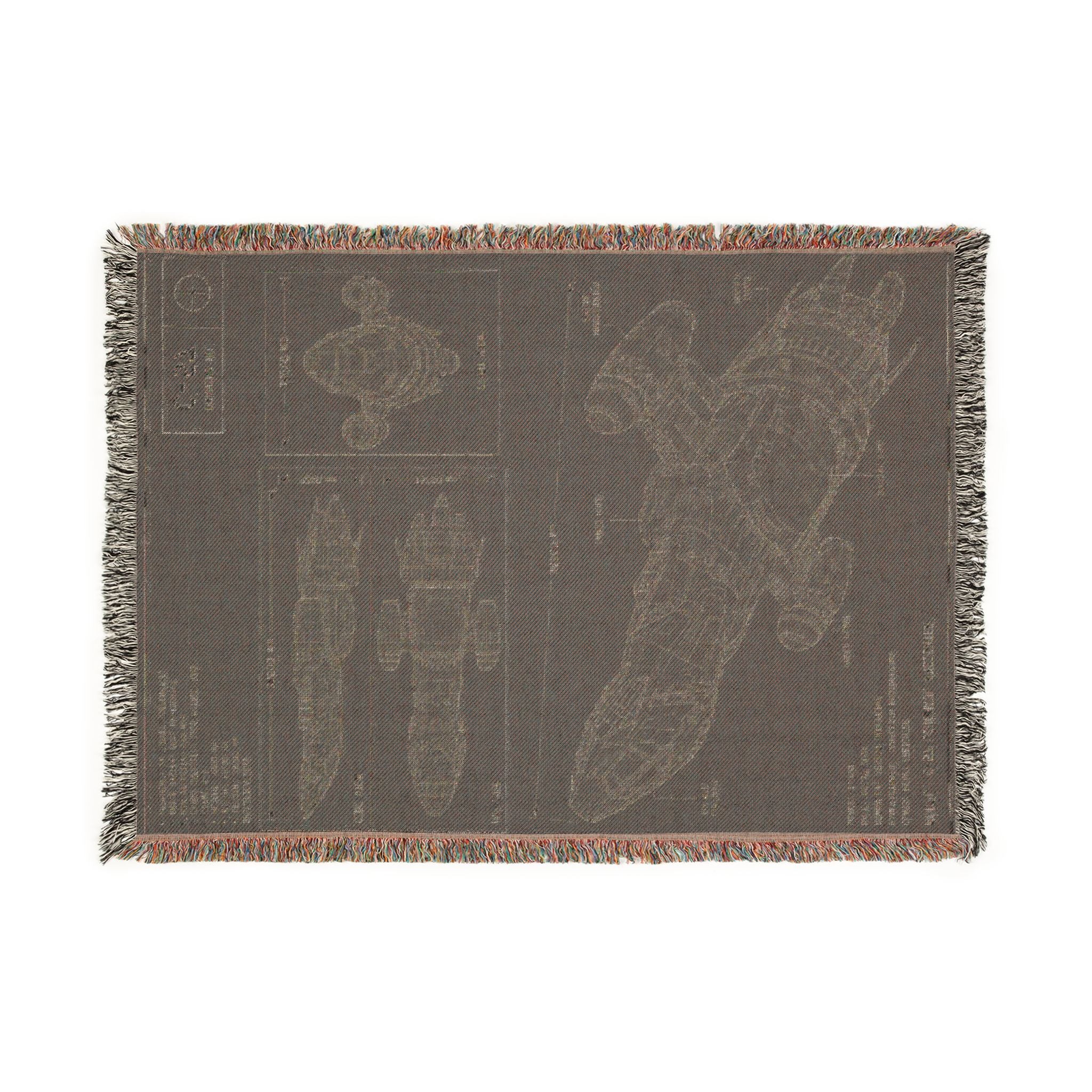 Blueprint Spaceship Woven Blanket - Sci‑Fi Starship Design Throw