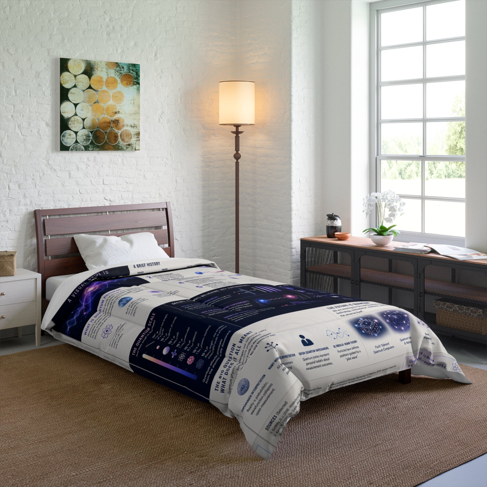 Quantum Physics Comforter — Educational Science Diagram Bedding