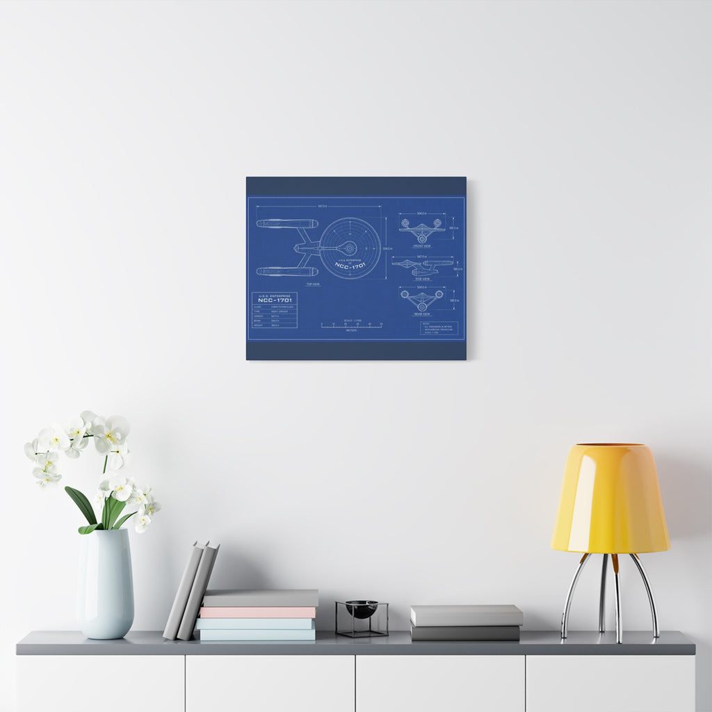 Starship Blueprint Canvas Art Matte Stretched 1.25"