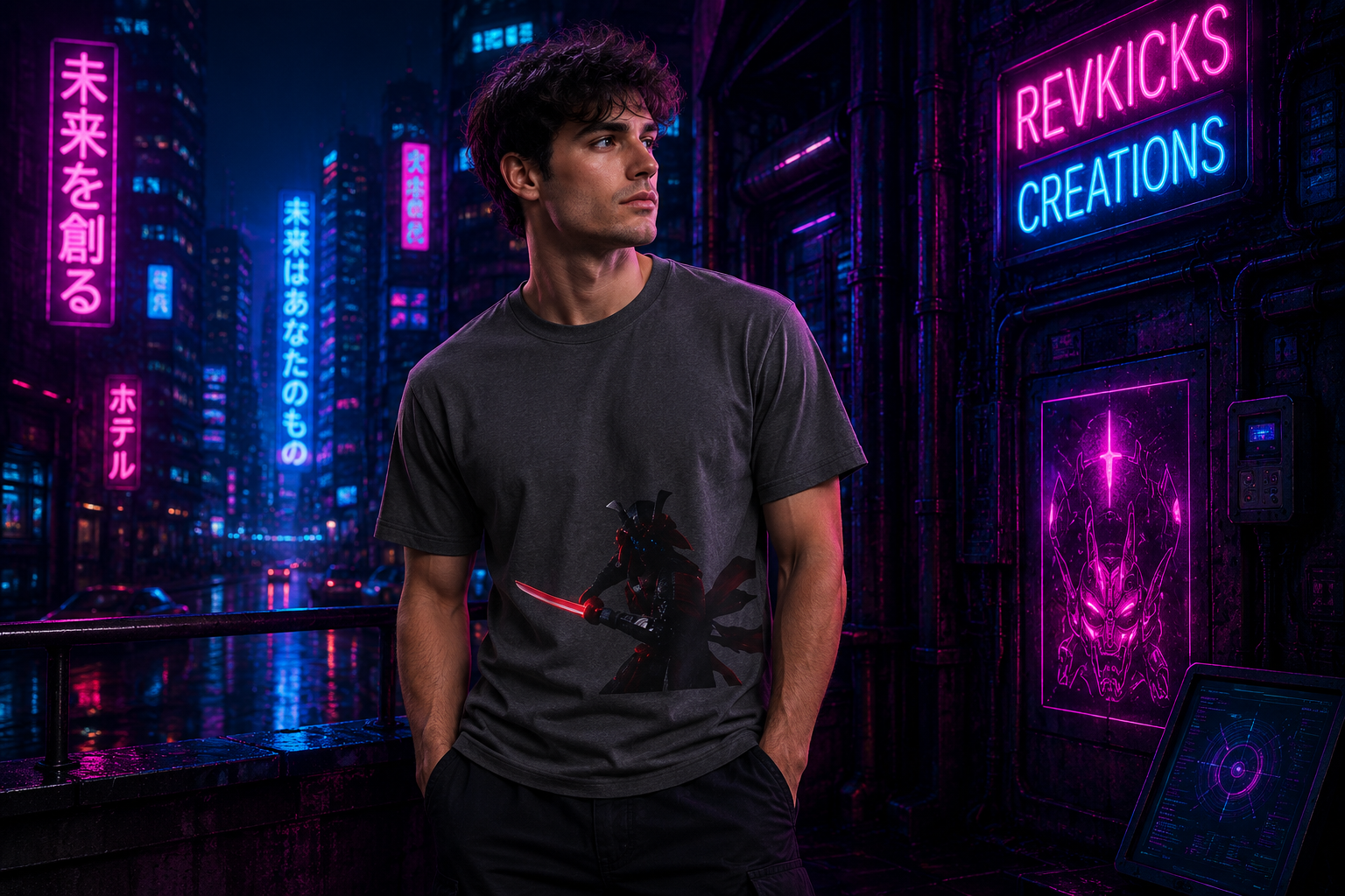 Cyber Samurai Graphic T-Shirt