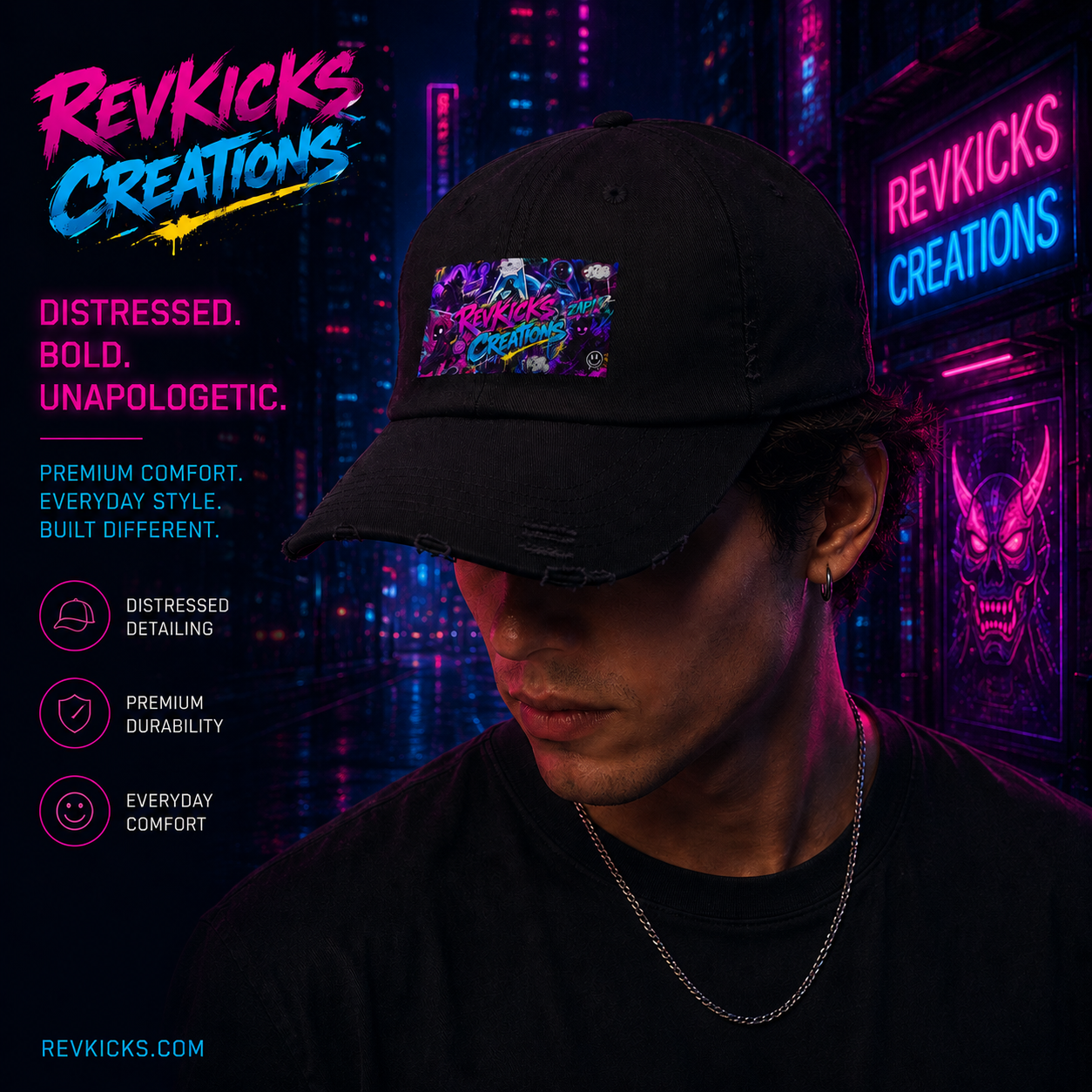 RevKicks Creations Distressed Cyberpunk Dad Hat