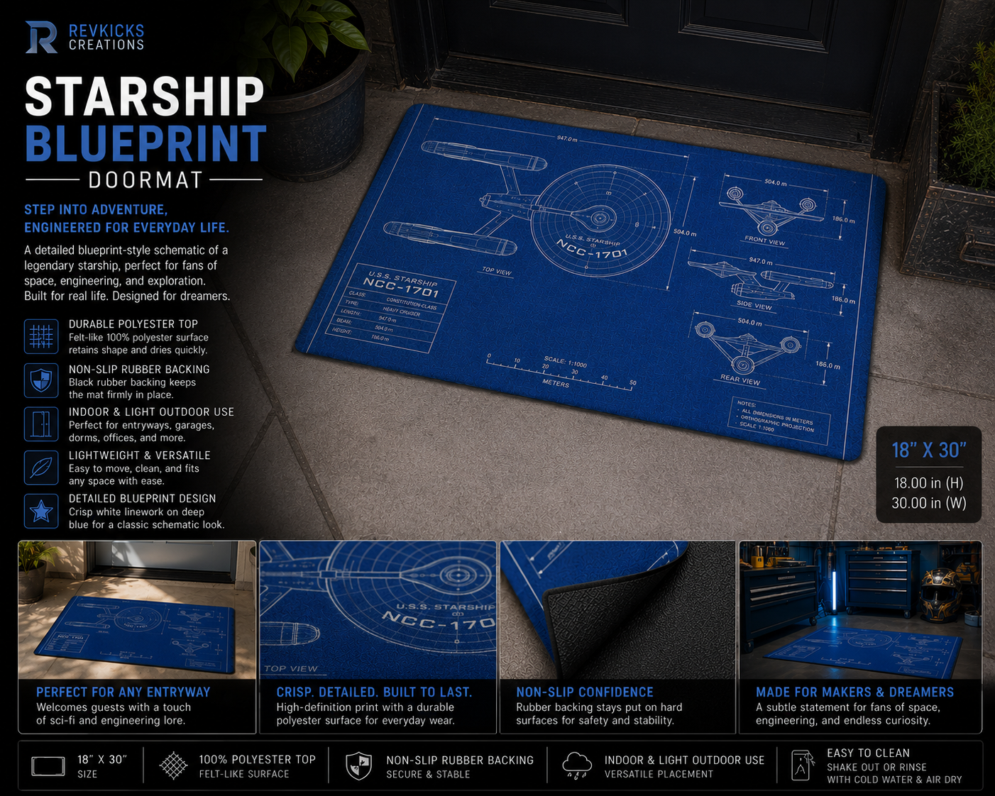 Starship Blueprint Doormat