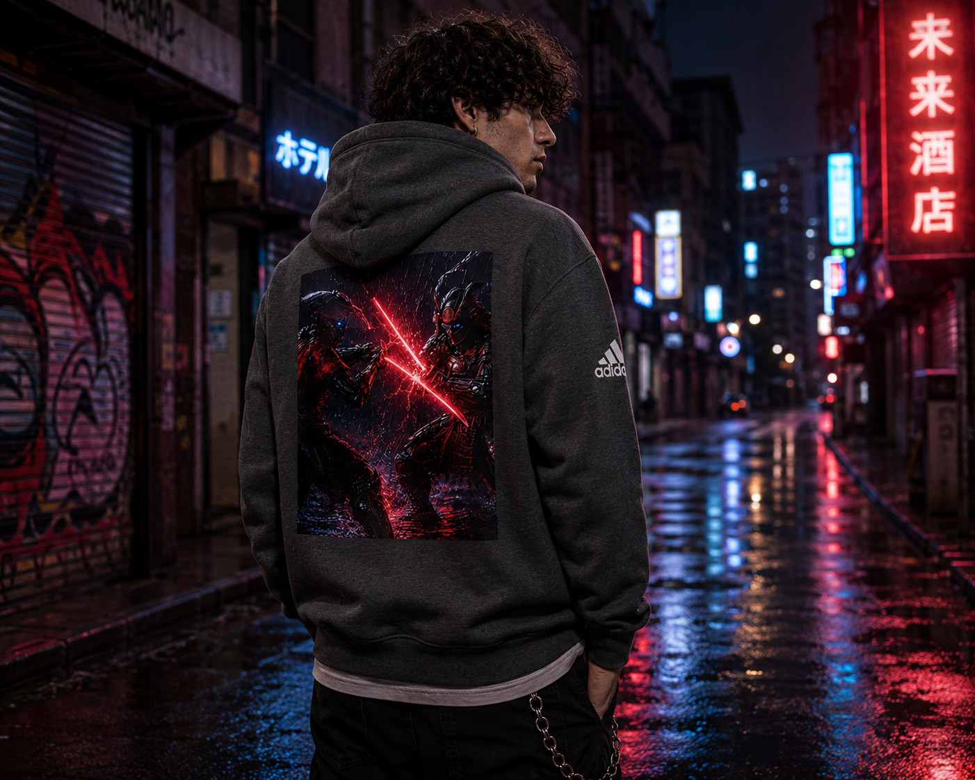 Neon Ronin: RoboBattle Hoodie | Cyberpunk Streetwear Graphic Pullover