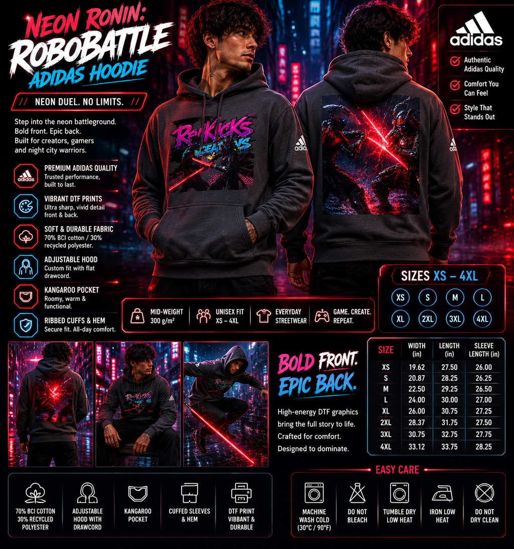 Neon Ronin: RoboBattle Hoodie | Cyberpunk Streetwear Graphic Pullover