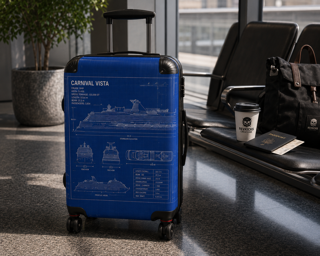 Longhaul Vista Blueprint Carry-On Suitcase – Cruise Ship Schematic Travel Luggage