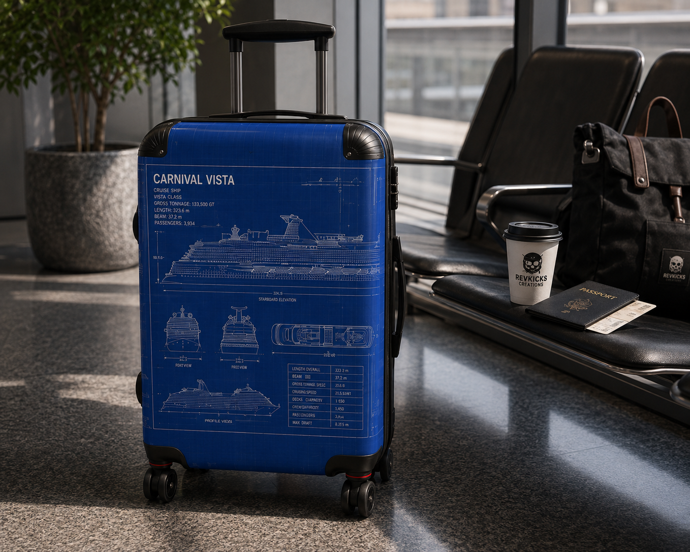 Longhaul Vista Blueprint Carry-On Suitcase – Cruise Ship Schematic Travel Luggage