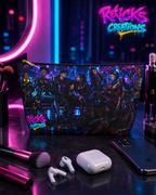 Cyber Picnic Accessory Pouch – Retro Arcade Character Design