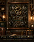 Brass Viper Resistance Silk Poster — Steampunk Snake Emblem Wall Art