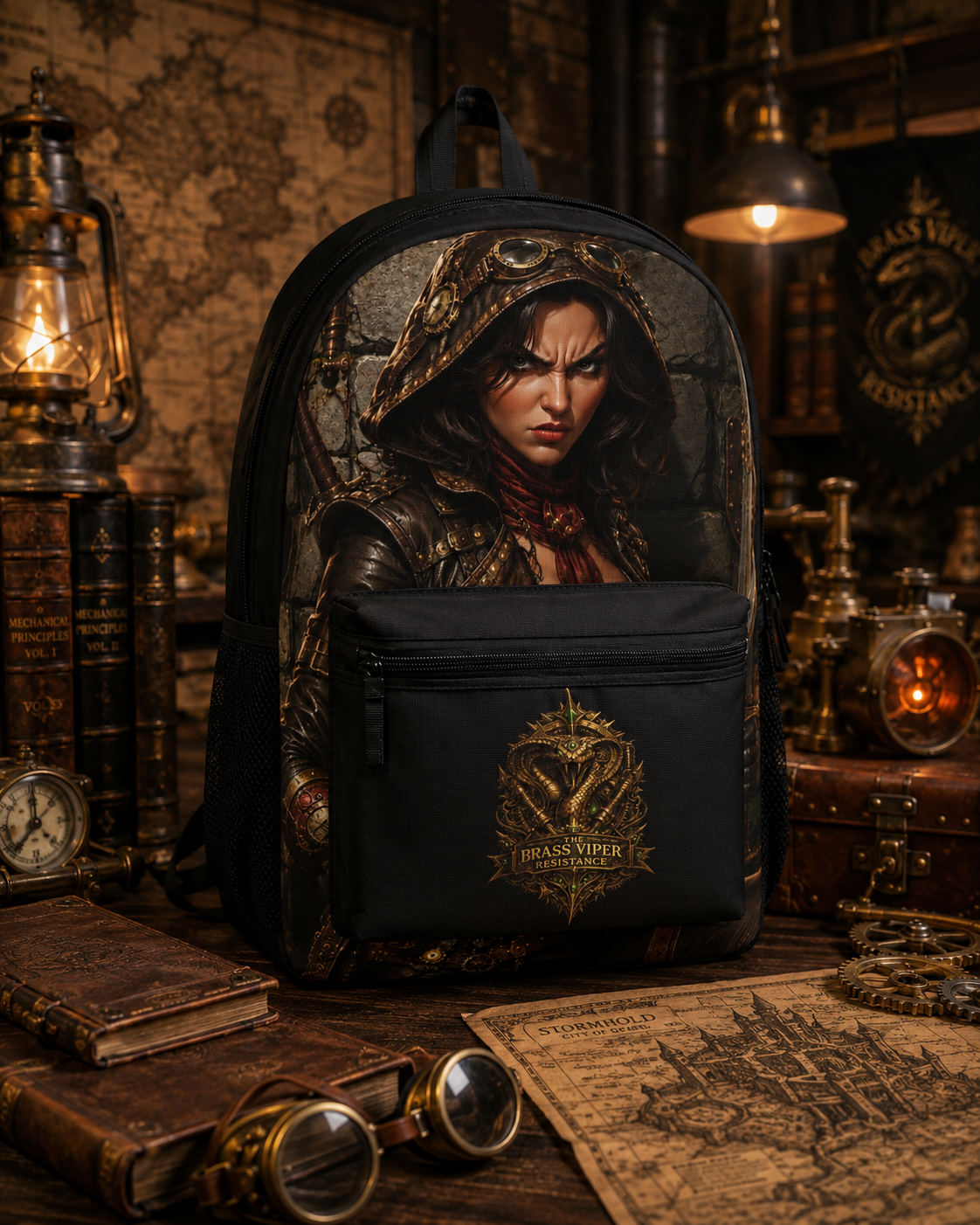 Brass Viper Resistance Adventure Backpack - RPG Artwork