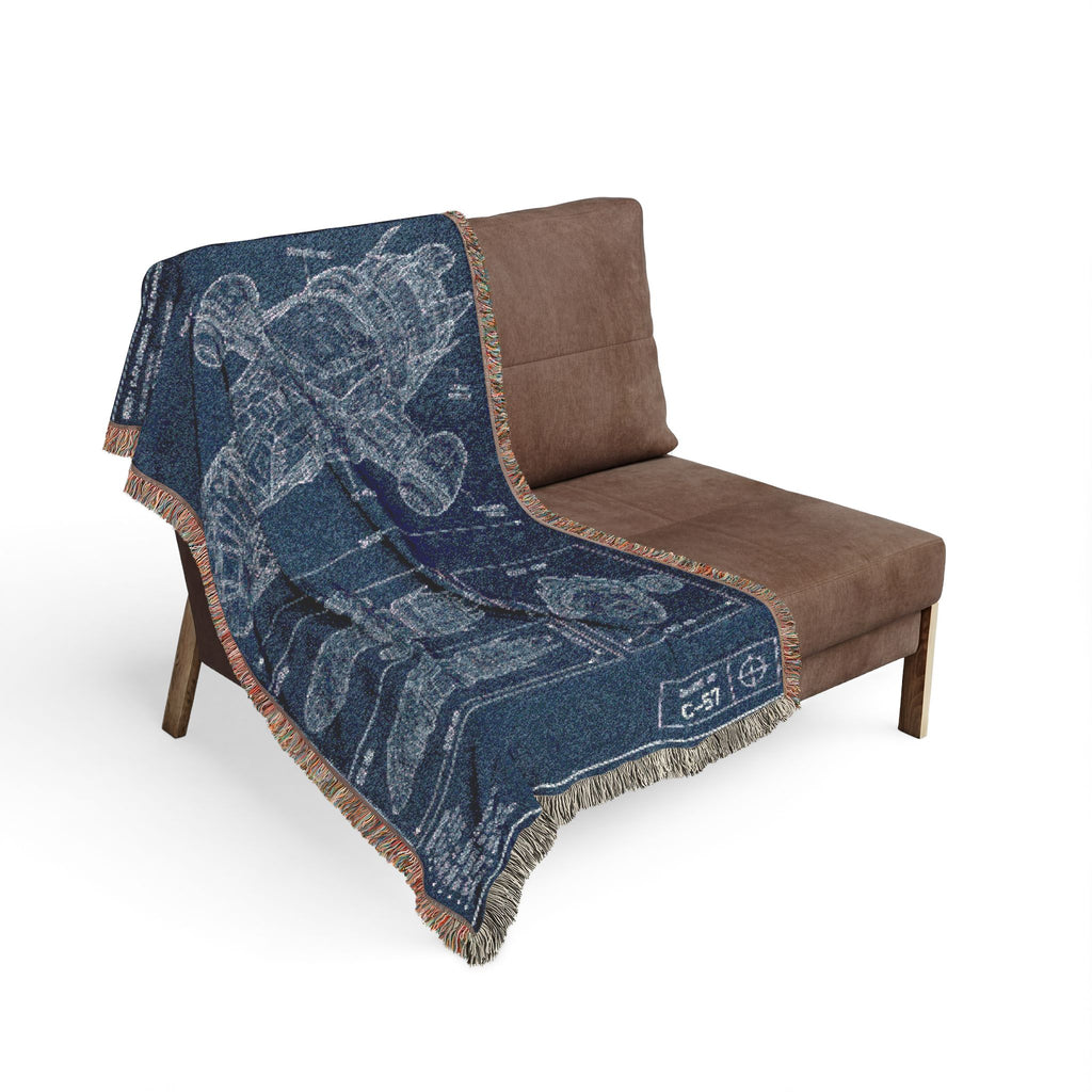 Blueprint Spaceship Woven Blanket - Sci‑Fi Starship Design Throw