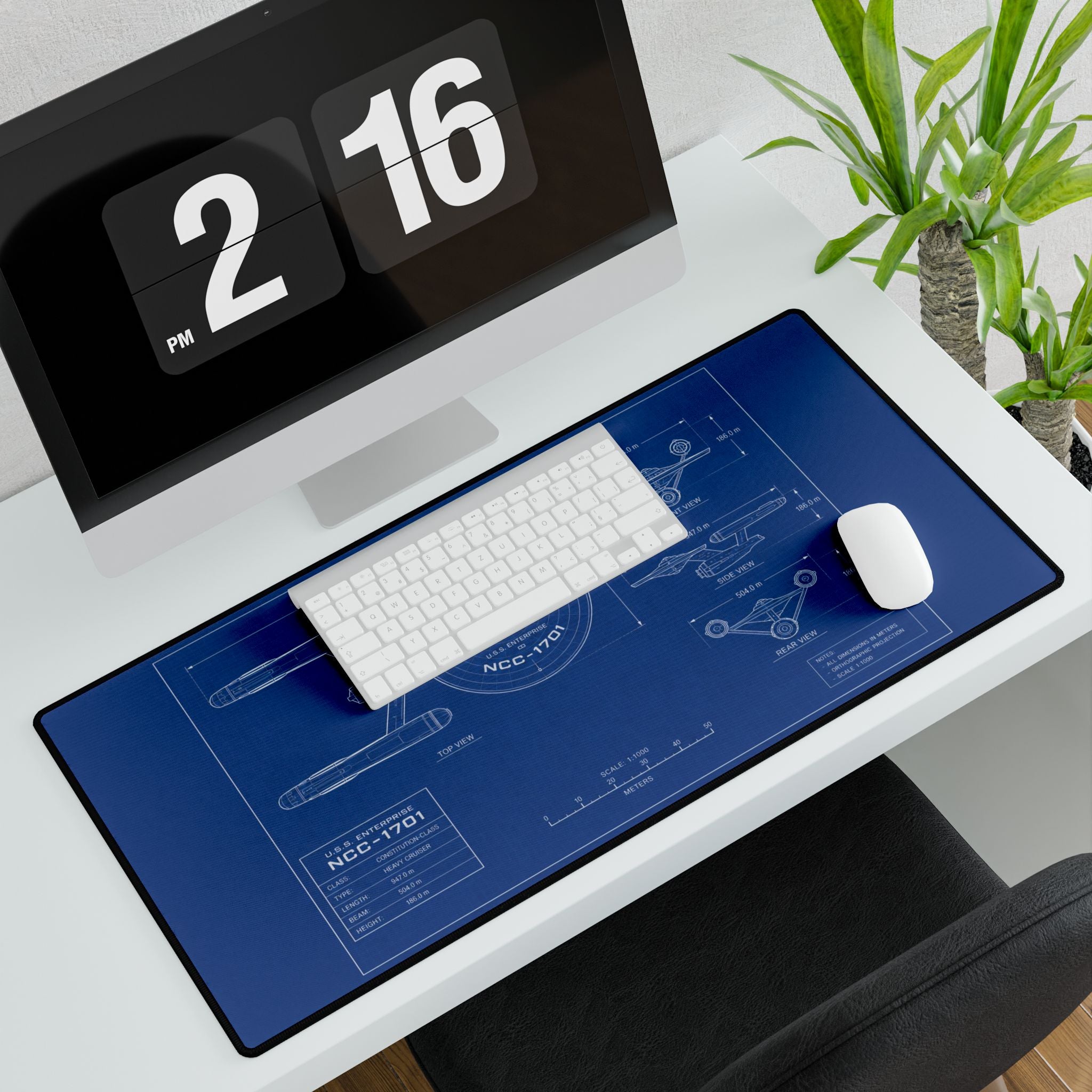 Starship Blueprint Desk Mat — NCC-1701 Engineering Mousepad