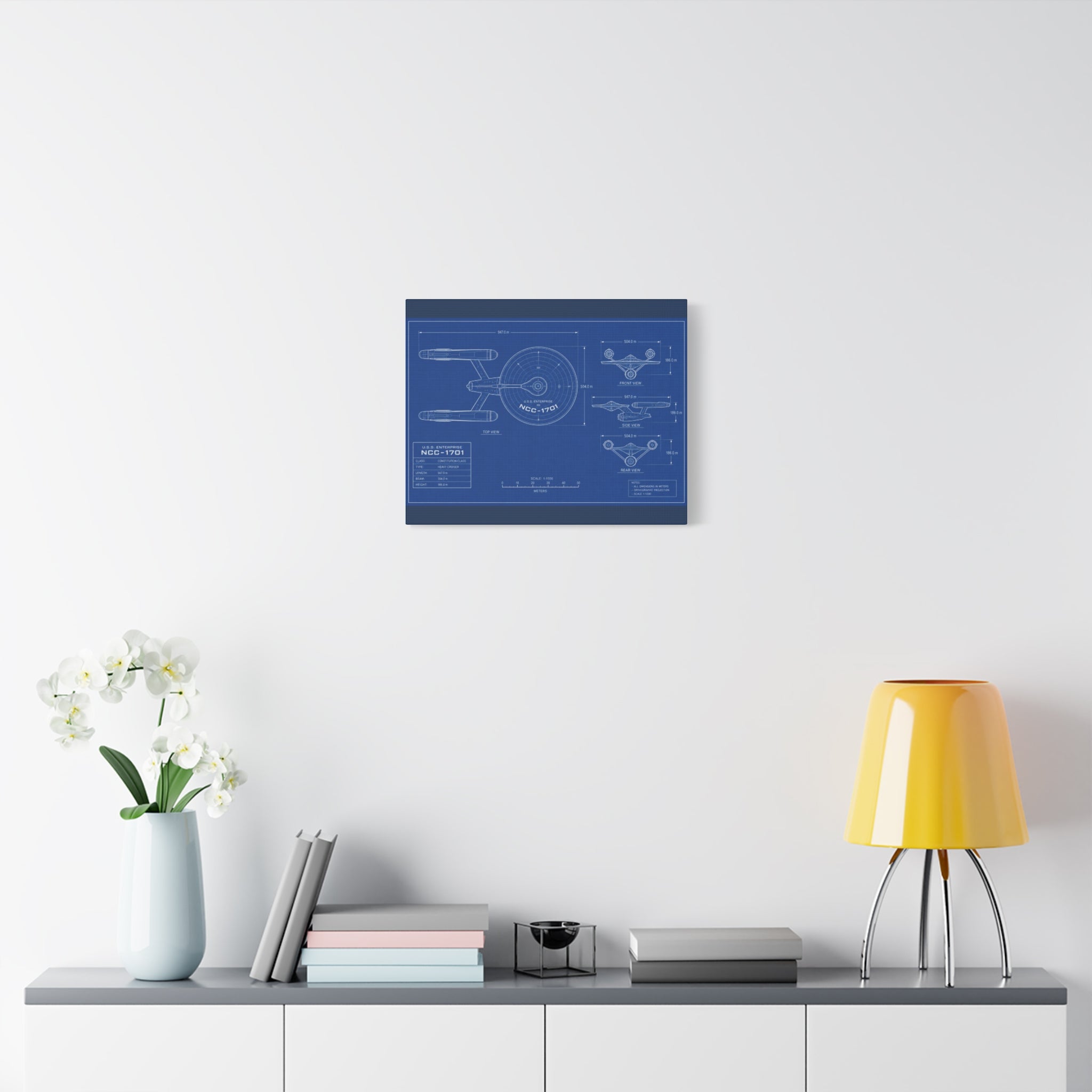 Starship Blueprint Canvas Art Matte Stretched 1.25"