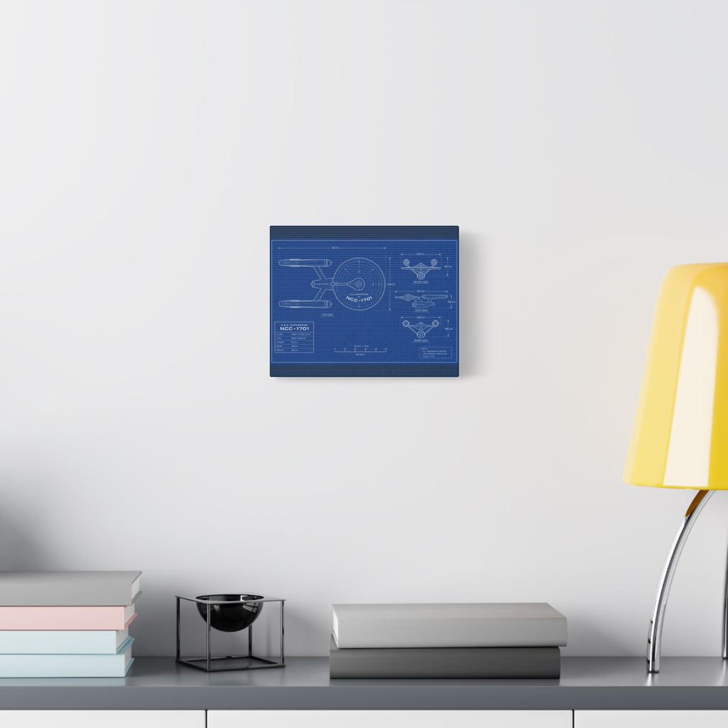 Starship Blueprint Canvas Art Matte Stretched 1.25"