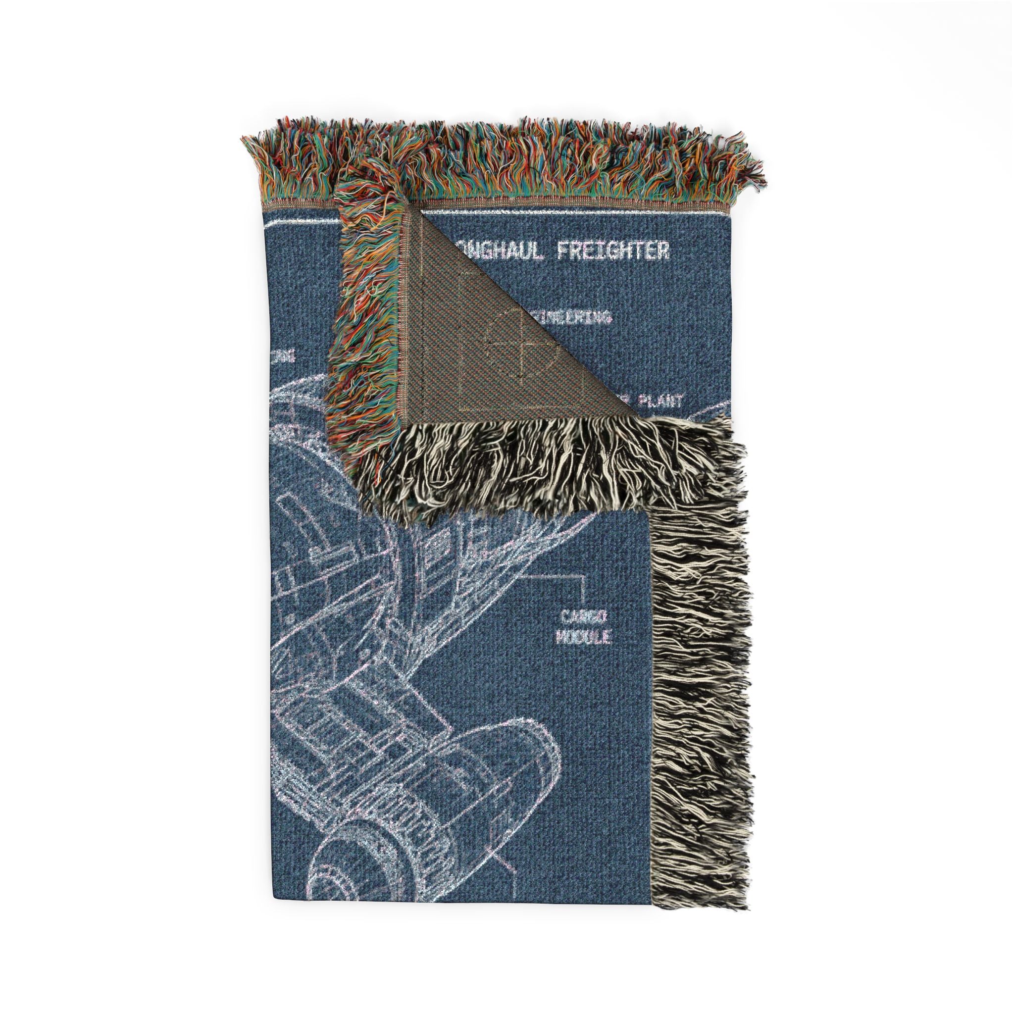 Blueprint Spaceship Woven Blanket - Sci‑Fi Starship Design Throw