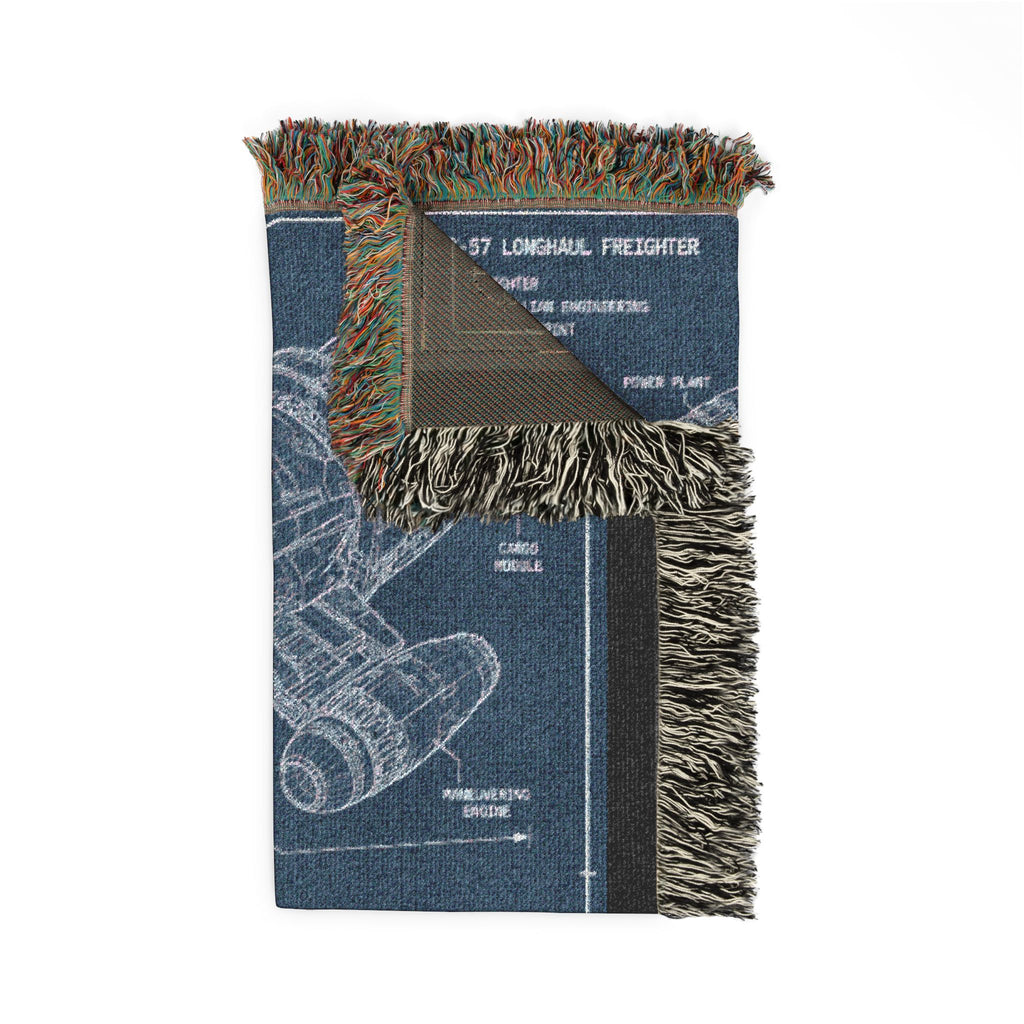 Blueprint Spaceship Woven Blanket - Sci‑Fi Starship Design Throw