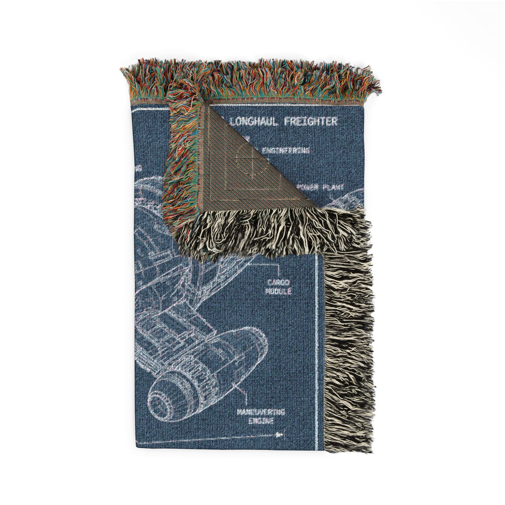 Blueprint Spaceship Woven Blanket - Sci‑Fi Starship Design Throw
