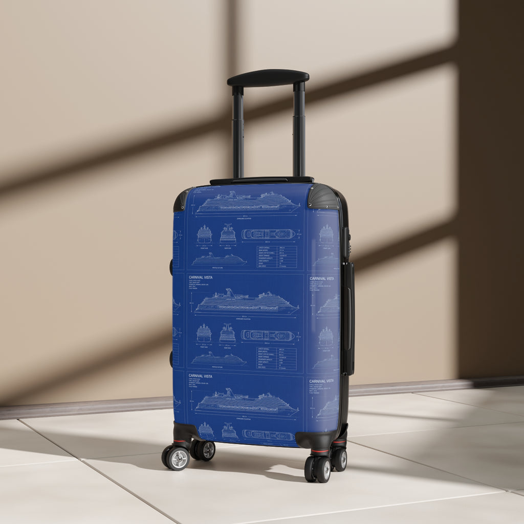 Cruise Ship Blueprint Suitcase Cover — Nautical Travel Luggage Protector