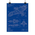 Blueprint Spaceship Poster — Matte Vertical Sci‑Fi Wall Art