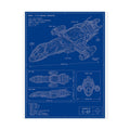 Blueprint Spacecraft Poster — Vintage Ship Technical Drawing Rolled Poster